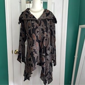 Charcoal & Gray Embroidered Blazer Jacket Top Medium